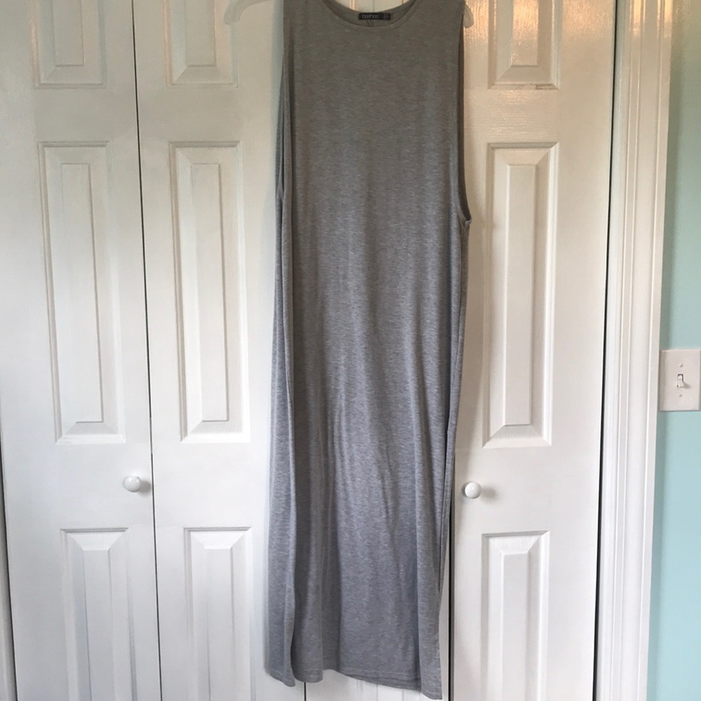 A gray boohoo maxi dress